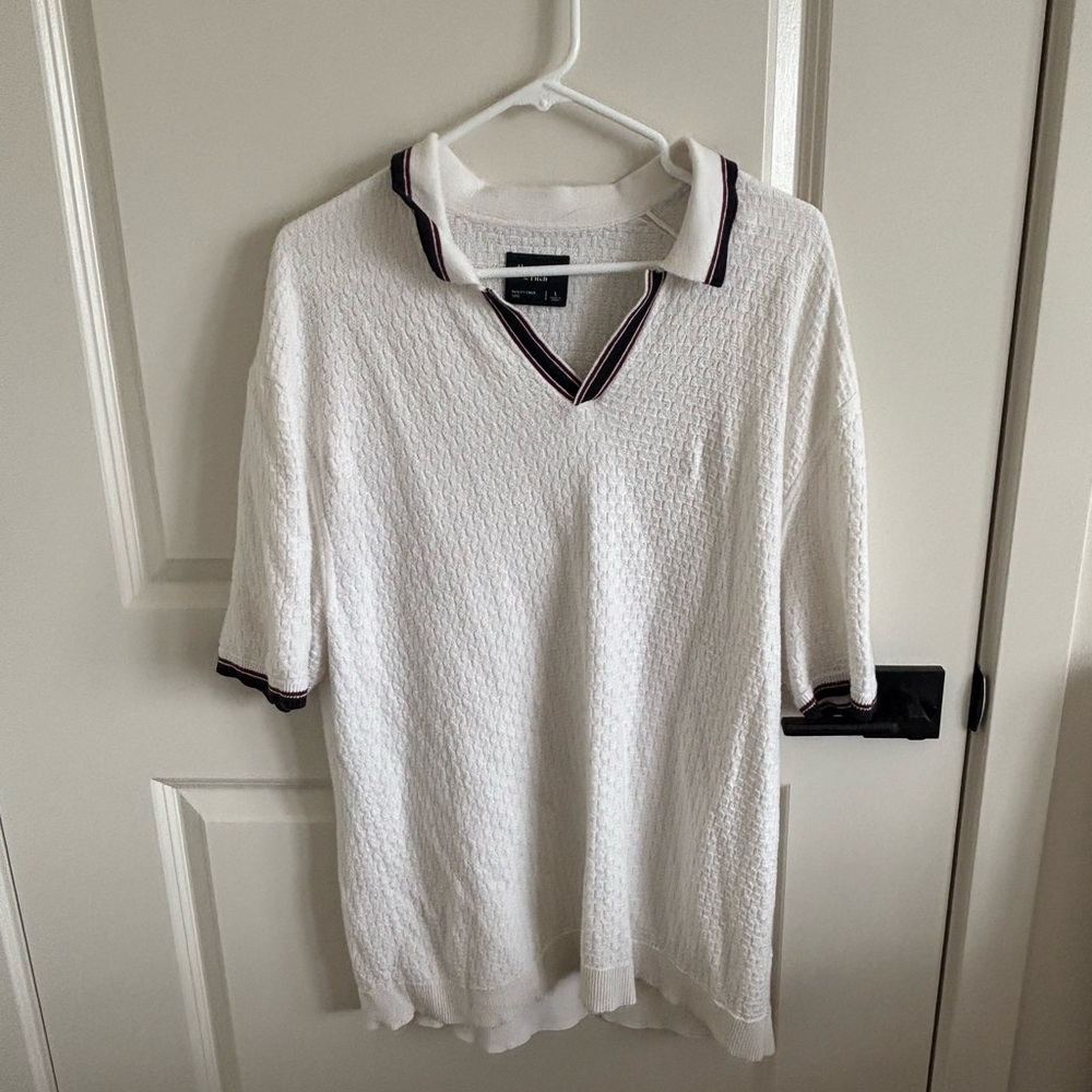 Abercrombie & Fitch Cream Textured Polo